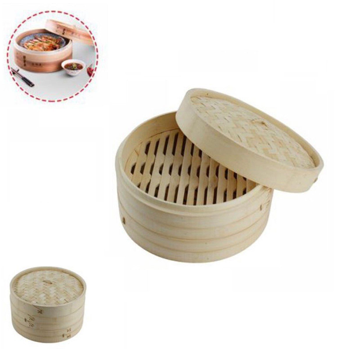 CUISEUR VAPEUR BAMBOU CUISINE SAINE ASIATIQUE ÉTAGES 20.5CM