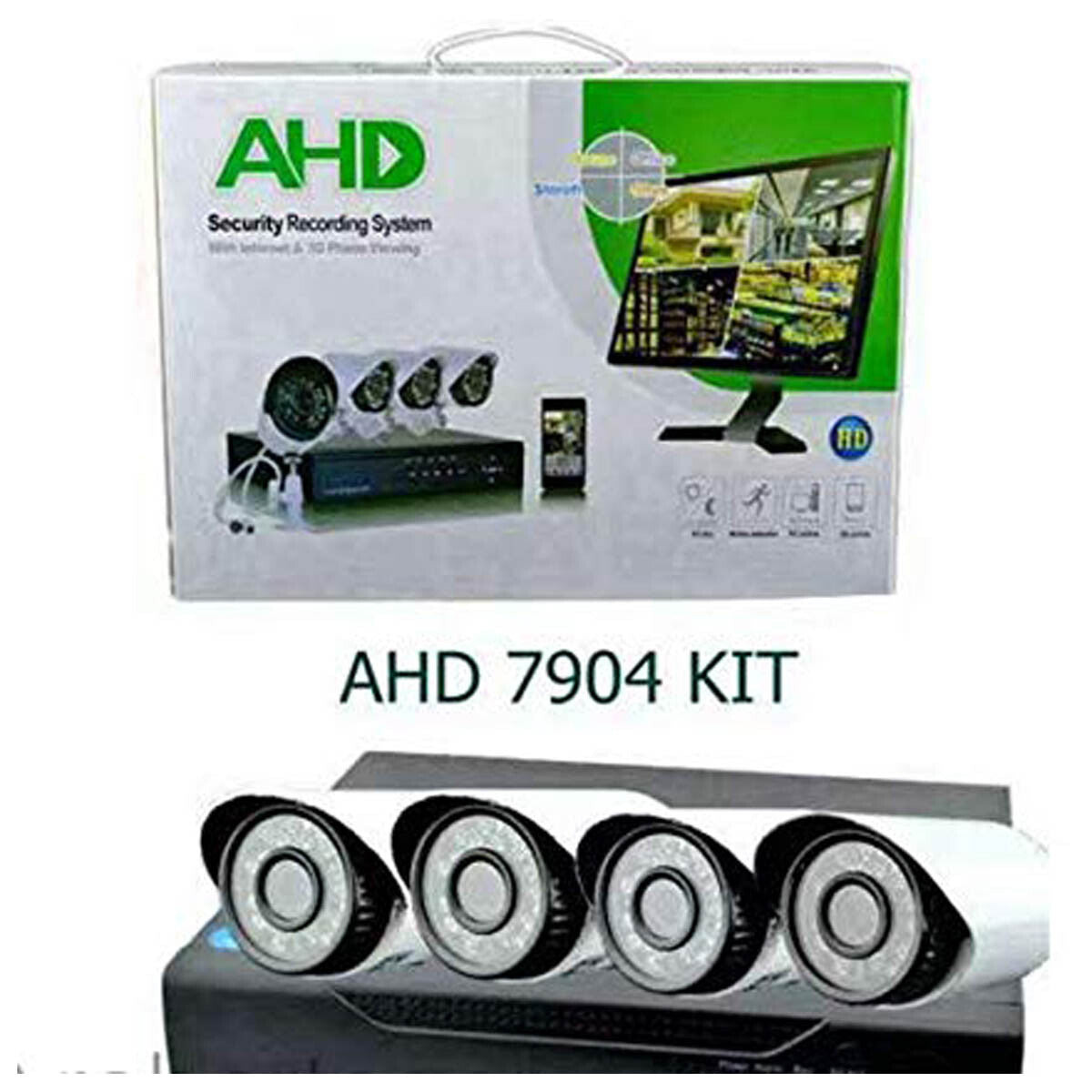 KIT DVR AHD VIDEOSORVEGLIANZA IR 4 CANALI 3G SMARTPHON TELECAMERE IR HDMI 7904