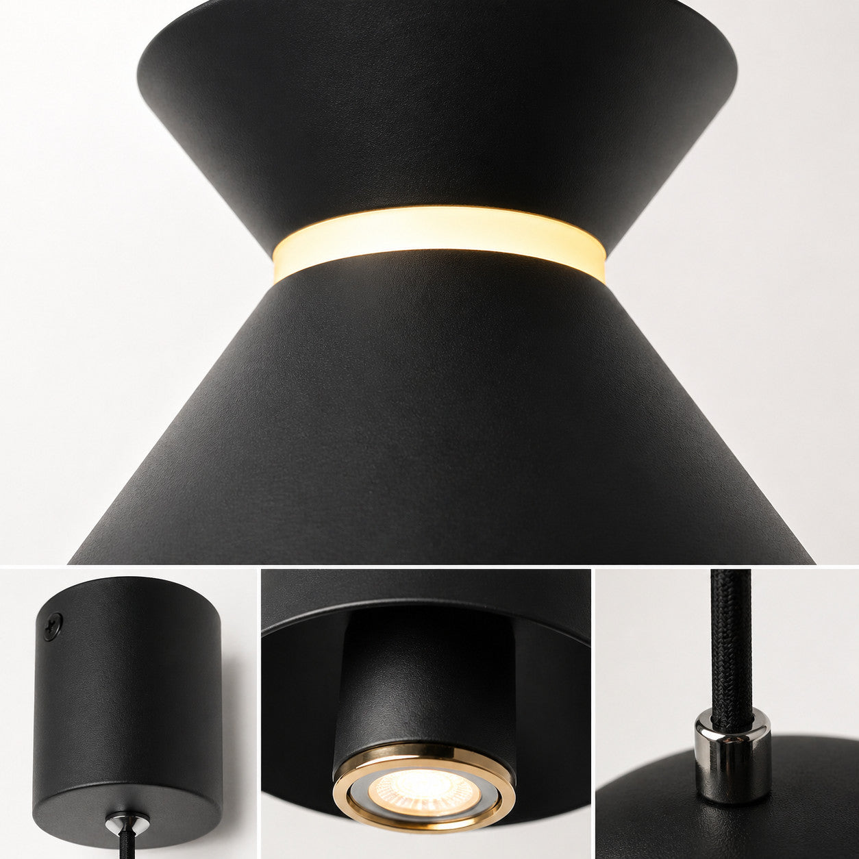 LAMPADARIO LED A SOSPENSIONE MODERNO NERO 10W DIMMERABILE CCT REGOLABILE LP018
