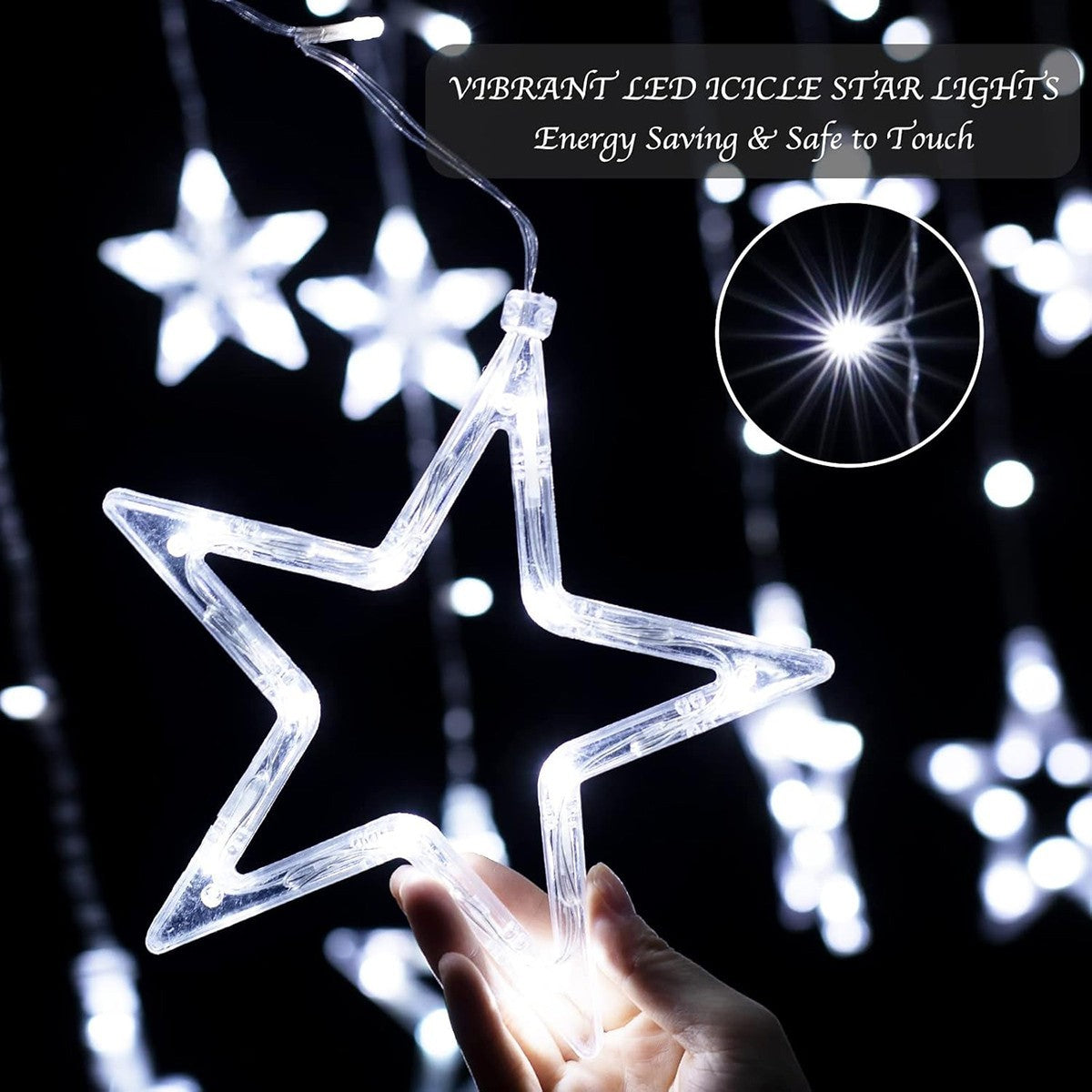 GUIRLANDE LUMINEUSE ÉTOILE BLANC FROID ÉTOILES LED NOËL FÊTES DÉCORATIONS
