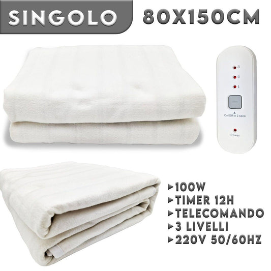 SCALDALETTO SINGOLO 150X80 CM ELETTRICO 100W IN POLIESTERE TELECOMANDO ML-G11