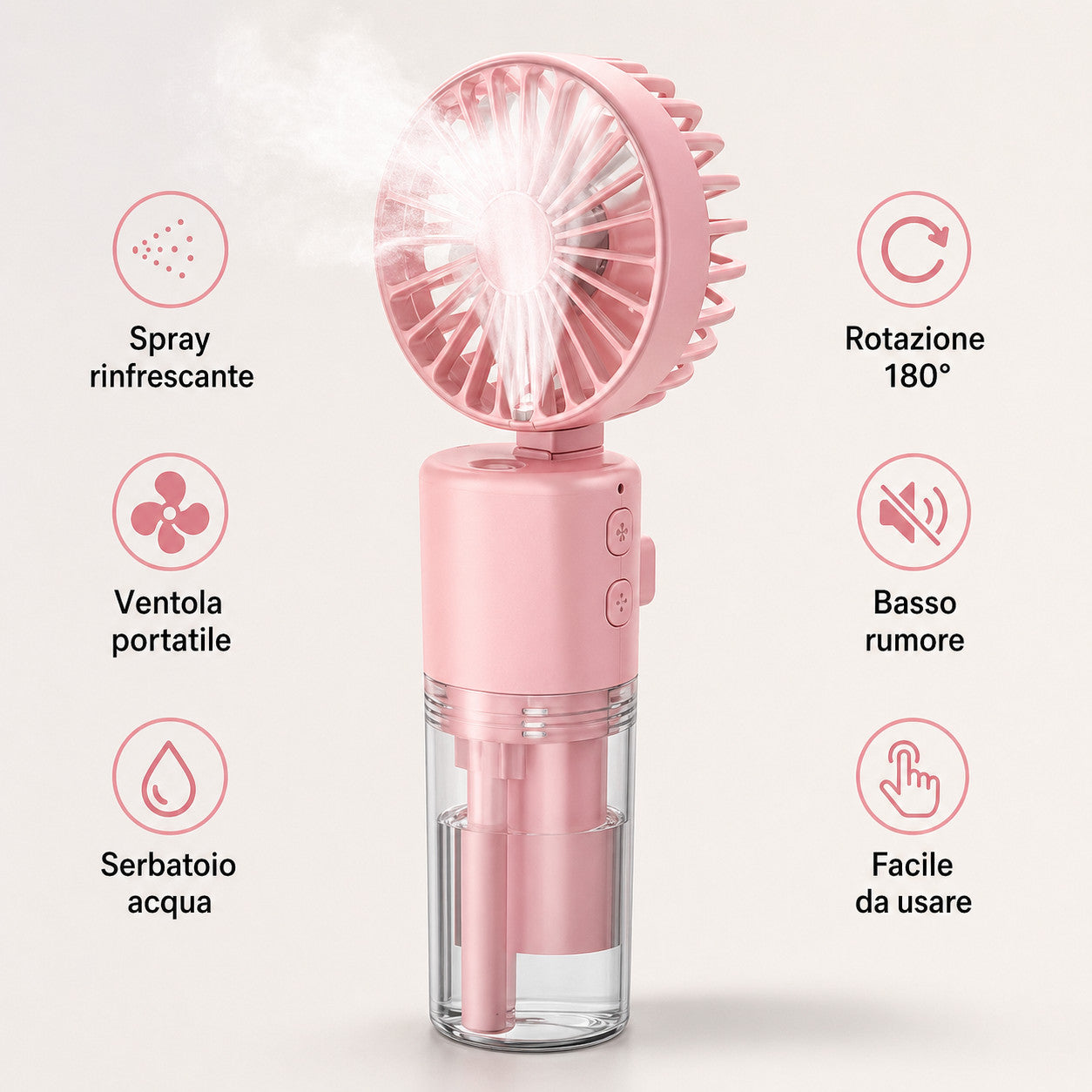 VENTILATEUR PORTABLE AVEC SPRAY HUMIDIFICATEUR RECHARGEABLE USB MINI VENTILATEUR AS-07114