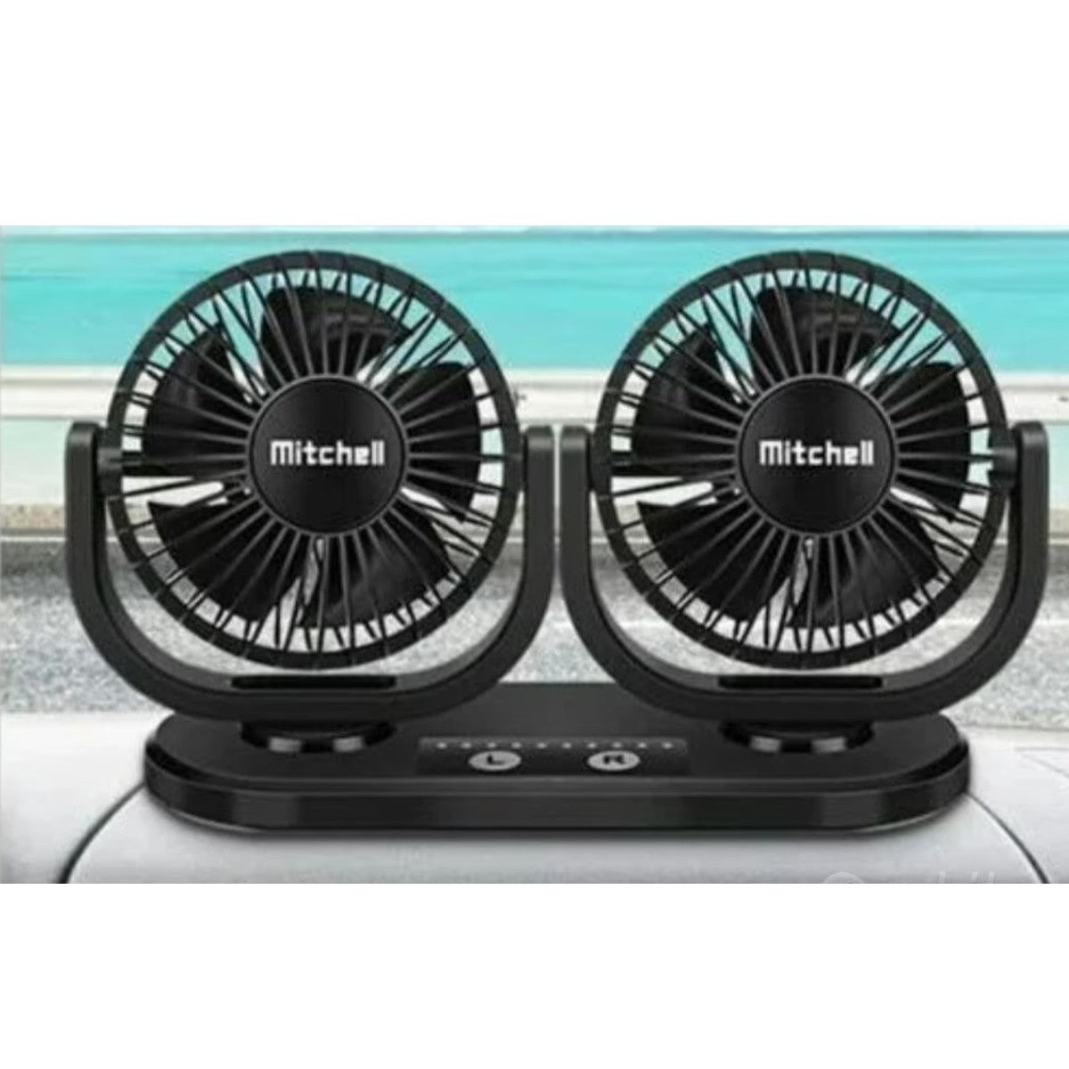 DOPPIO VENTILATORE PER AUTO 12V PORTATILE DA VIAGGIO REGOLABILE ARIA FRESCA