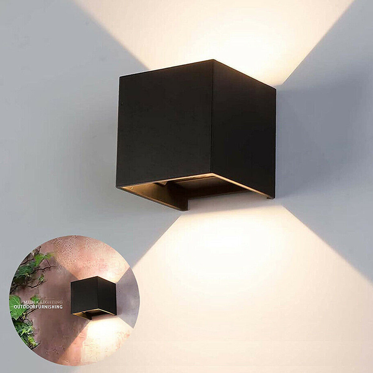 APPLIQUE NOIRE CUBE LED 10W SPOT LAMPE MURALE LUMIÈRE NATURELLE 4000K