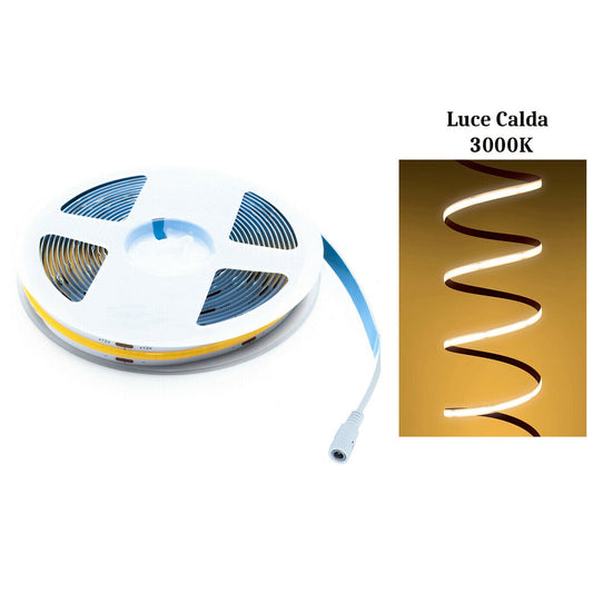 BANDE LED COB ADHÉSIVE 5M LUMIÈRE CHAUDE 40W SÉCABLE FLEXIBLE COB320 12V