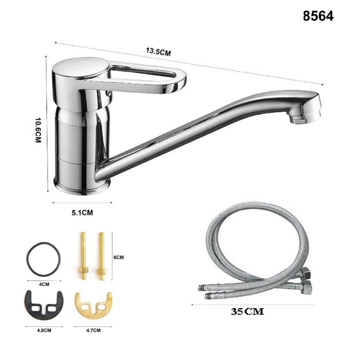 RUBINETTO MISCELATORE CROMATO CASA CUCINA LAVABO LAVANDINO KIT MONTAGGIO 8564
