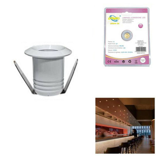 MINI SPOT LED 1W ENCASTRABLE PLAFOND ROND RESSORT 2.8CM LED BLANC CHAUD 3000K