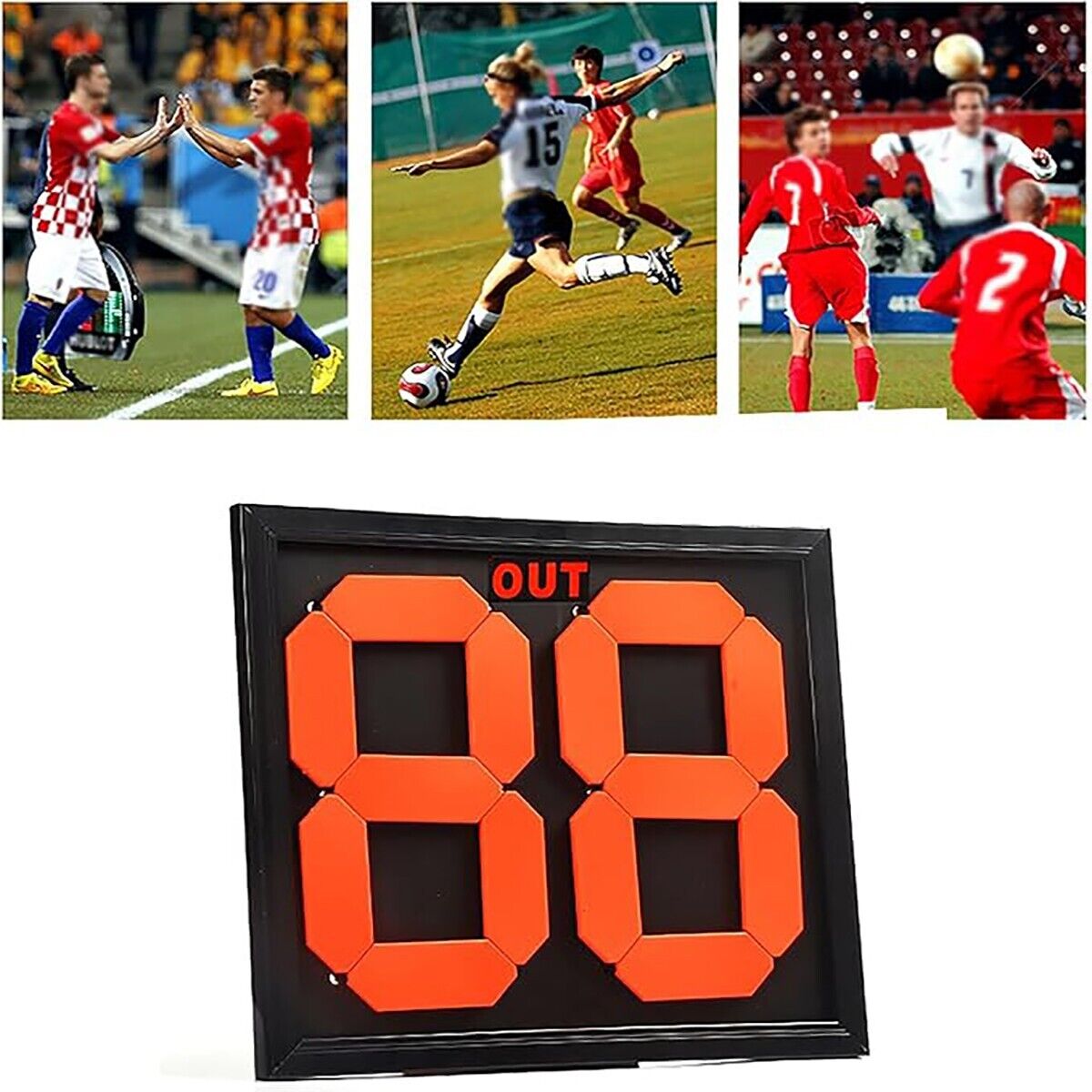TABELLONE CALCIO SPORT SOSTITUZIONI CAMBI TABELLA ARBITRO A 2 CIFRE FRONTE/RETRO