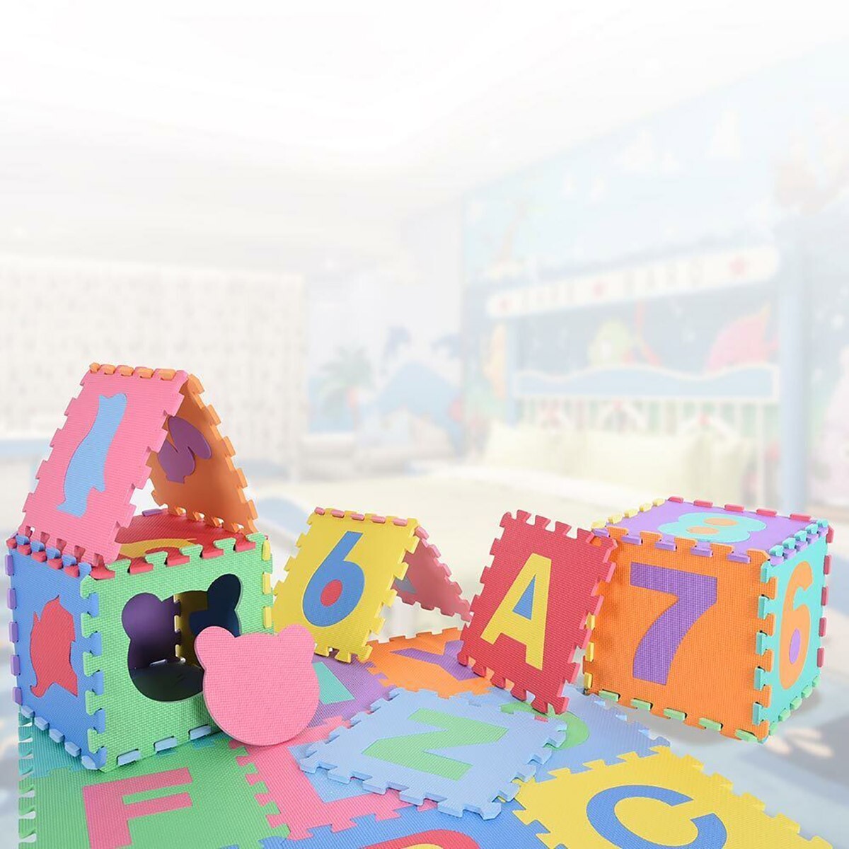 TAPPETINO TAPPETO PUZZLE LETTERE COLORATI GIOCO BAMBINO 29.5X29.5CM GOMMA EVA