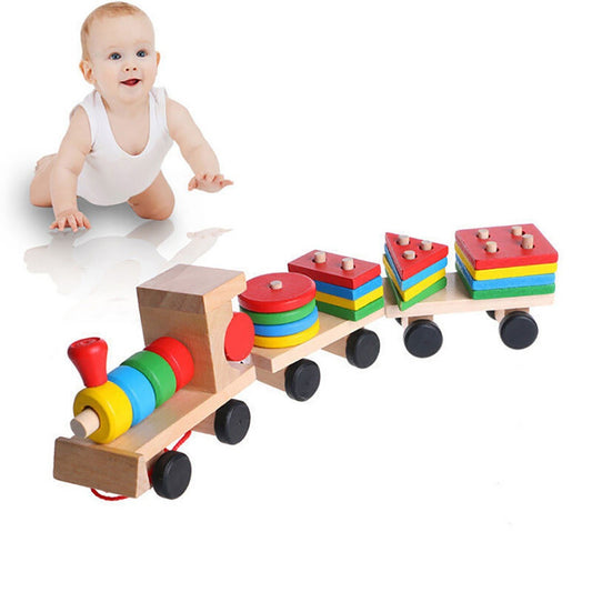 TRENINO LEGNO TRAINABILE GIOCO EDUCATIVO MONTESSORI FORME GEOMETRICHE 52295