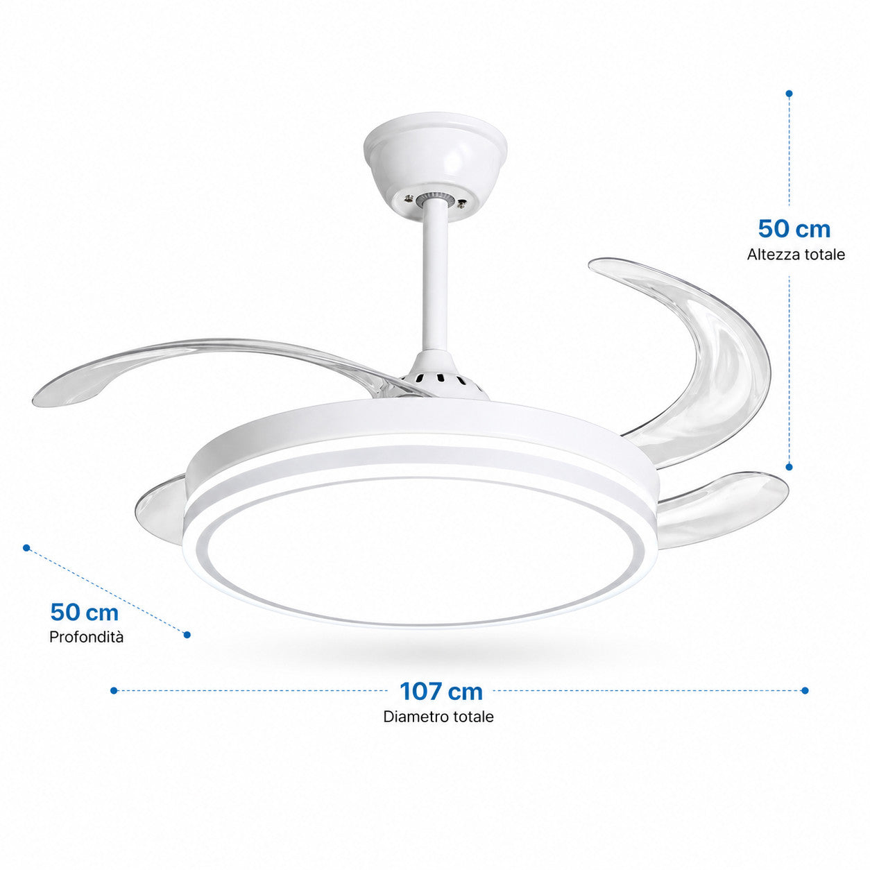 VENTILATEUR DE PLAFOND LUMIÈRE LED 60W PALES RÉTRACTABLES 42" TÉLÉCOMMANDE 8933K