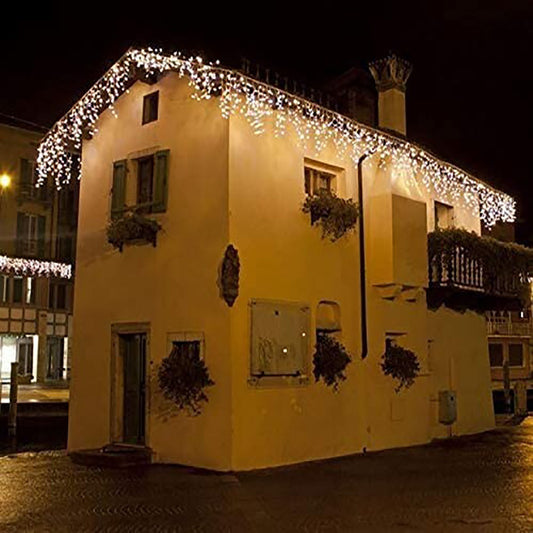 RIDEAU LUMINEUX EXTÉRIEUR 150 LED NOËL BLANC CHAUD FIXE ET FROID CLIGNOTANT