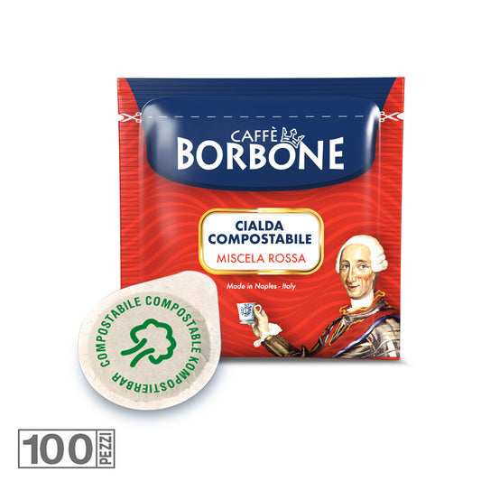 100 CIALDE CAFFE' BORBONE MISCELA ROSSA ESE 44 MM CARTA MONODOSE FILTRO GUSTO