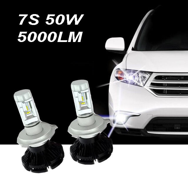 PAIRE D'AMPOULES DE PHARES DE RECHANGE AUTO LED 7S H4 HAUTE LUMINOSITÉ BLANC FROID 50W