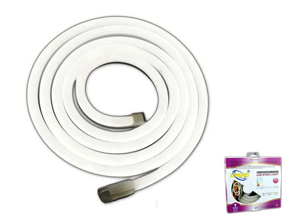 STRISCIA LED 2 MT METRI LUCE FREDDA FLESSIBILE TUBO DECORATIVO NEON IP65 12V