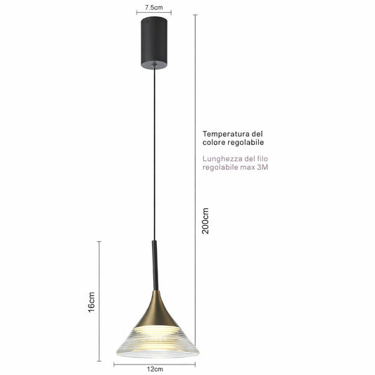 SUSPENSION LED 4W RÉGLABLE 3 COULEURS 3000K 4000K 6000K 400LM LP015