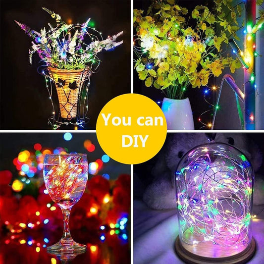 GUIRLANDE LUMINEUSE SOLAIRE 10M 100 LED CUIVRE RGB EXTÉRIEUR JARDIN IP44 8 NOËL