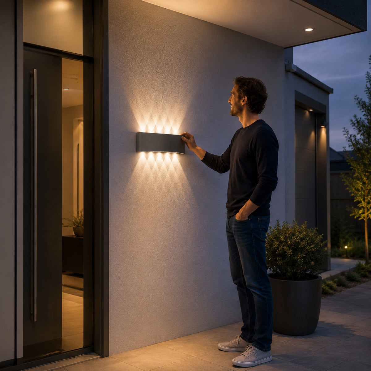APPLIQUE LED 24W GRIGIA IP65 LAMPADA PARETE ESTERNO 3000K 4000K 6000K ET-31683