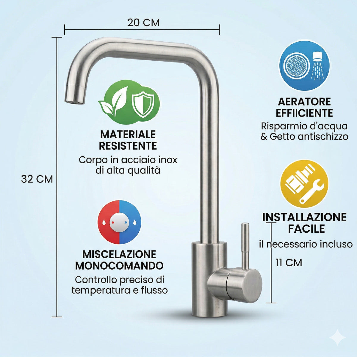 MITIGEUR ROBINET POUR SALLE DE BAINS LAVABO ÉVIER CHROMÉ MONOCOMMANDE MAISON S9004