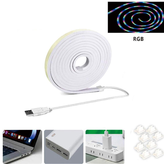 BANDE LED FLEXIBLE POUR CROCHETS AVEC RAIL DE PLAFOND ÉCRITURE USB LUMIÈRE RGB