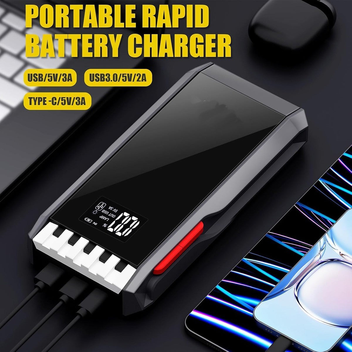 DÉMARREUR DE SECOURS VOITURE 12000MAH BOOSTER 1500A POWER BANK LAMPE DE POCHE LED USB-C
