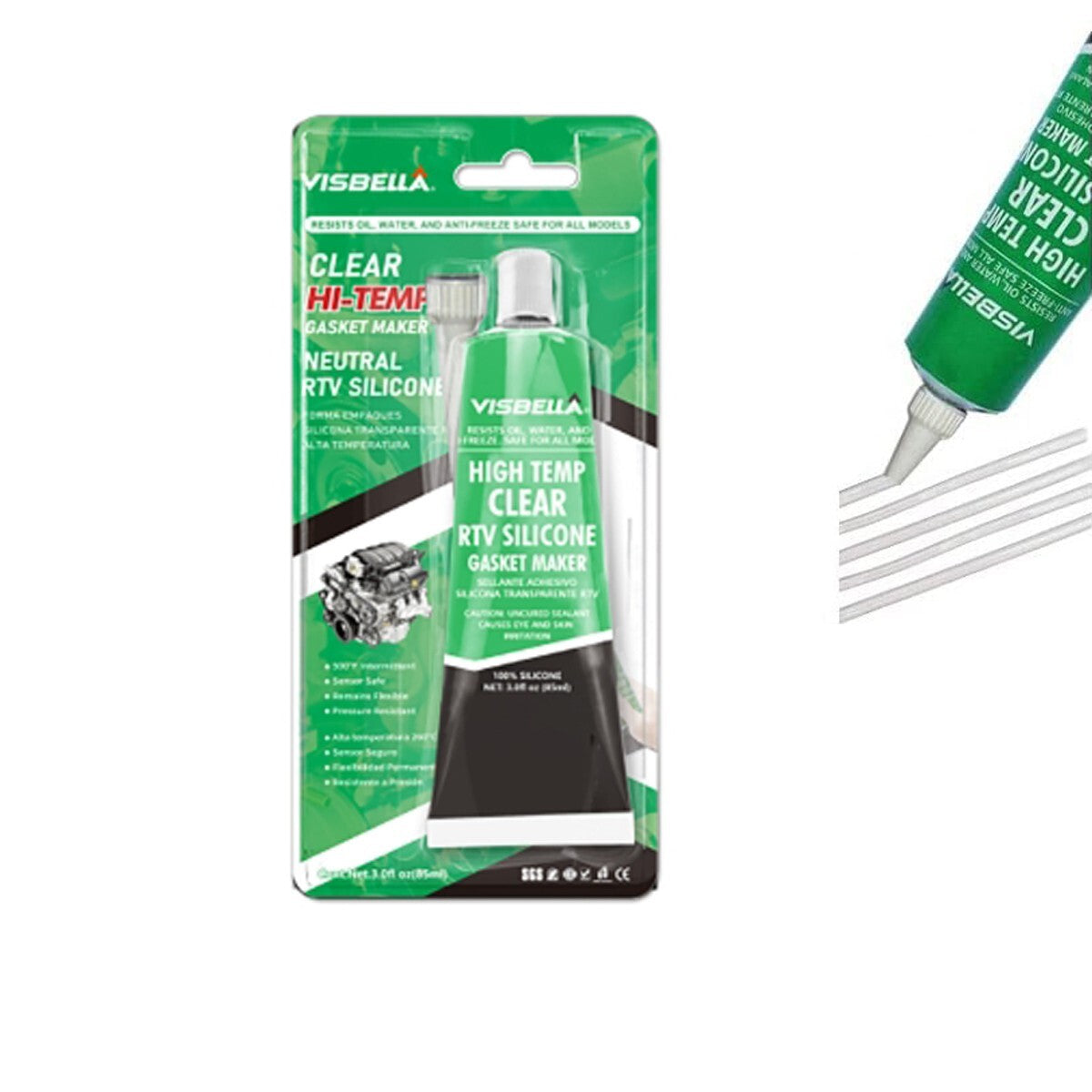 SIGILLANTE SILICONE RTV VISBELLA 85ML TRASPARENTE ALTA TEMPERATURA AUTO FORNO