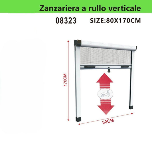 MOUSTIQUAIRE À ENROULEMENT 80X170CM VERTICALE ALUMINIUM POUR FENÊTRE 08323