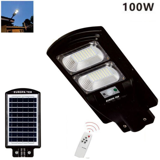 LAMPADAIRE SOLAIRE RUE PHARE LED EXTERIEUR DÉTECTEUR DE MOUVEMENT TÉLÉCOMMANDE 100W