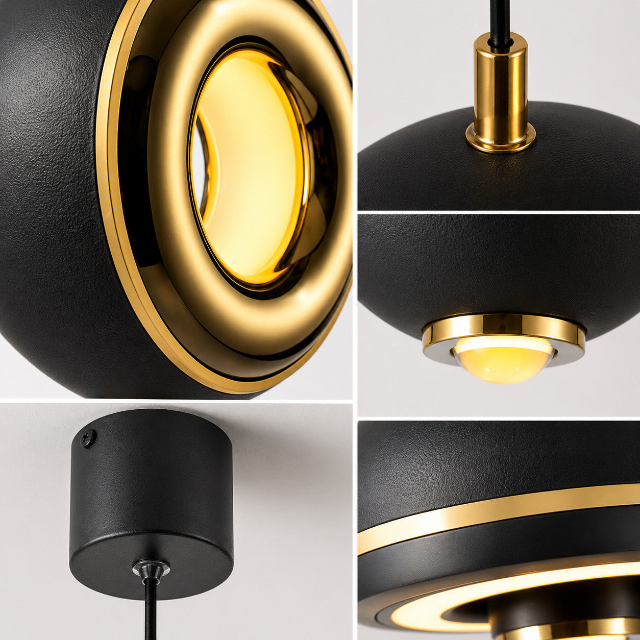 LAMPADARIO LED A SOSPENSIONE MODERNO TONDO NERO ORO 11W DIMMERABILE CCT LP027