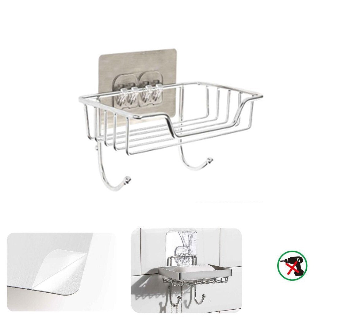 PORTA SAPONETTA CON GANCI PORTASAPONE SAPONE SUPPORTO ARREDO CASA ADESIVO 03488