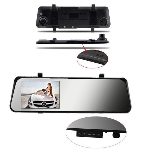 RÉTROVISEUR MONITEUR DVR ENREGISTRE VIDÉO MARCHE ARRIÈRE 2 CAMÉRAS VOITURE