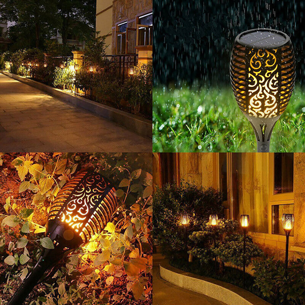Lampion solaire LED flamme torche lampe extérieur jardin piquet