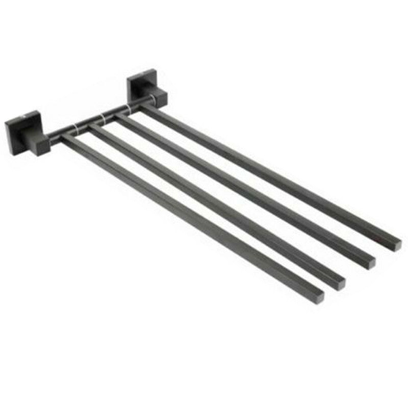 PORTA ASCIUGAMANI 4 ASTE SUPPORTO PER BAGNO DA MURO ASTA CASA NERO 02123