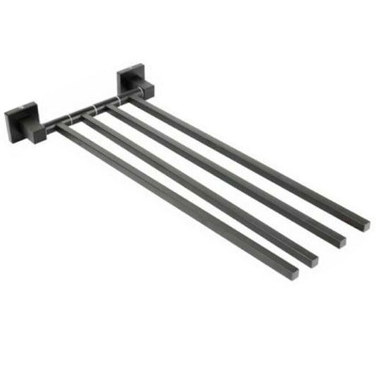 PORTA ASCIUGAMANI 4 ASTE SUPPORTO PER BAGNO DA MURO ASTA CASA NERO 02123