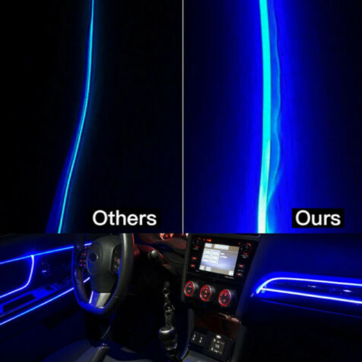 KIT LUCE ATMOSFERA STRISCIA FILO FIBRA OTTICA INTERNI AUTO 6MT RGB LED SMART APP