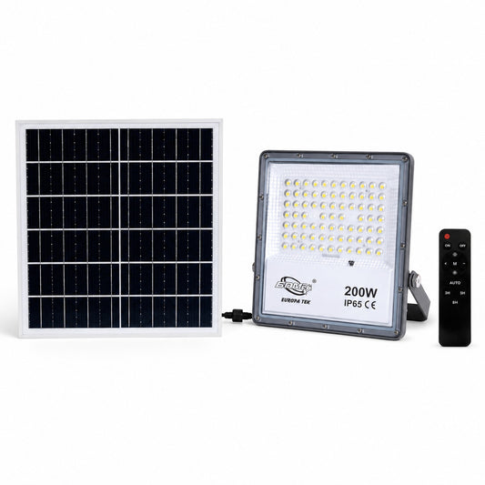 FARO LED FARETTO PANNELLO SOLARE CREPUSCOLARE TELECOMANDO DA 3000K A 6500K 200w