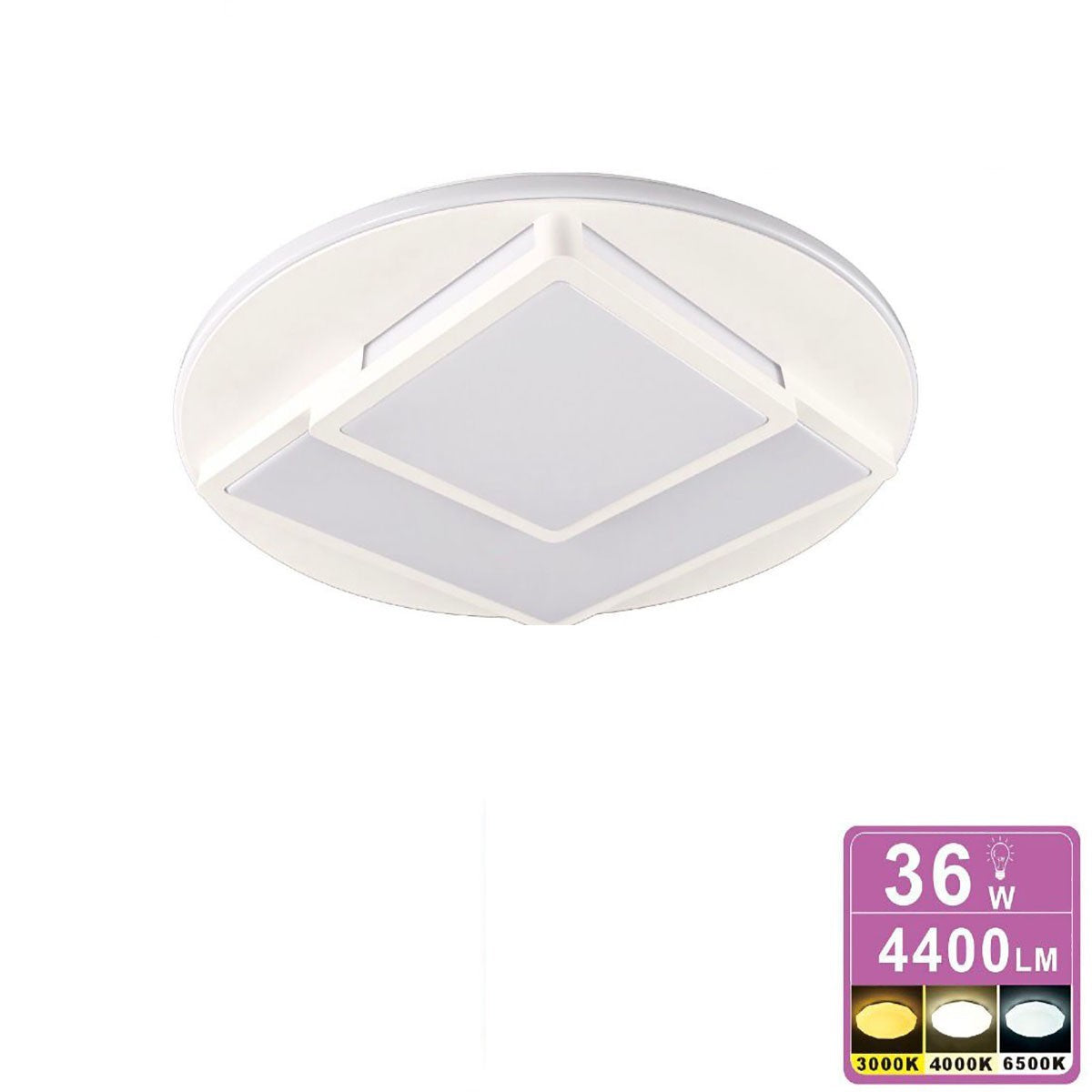 PLAFONIERA LED 36W 3CCT 3000K 4000K 6500K 4400LM DESIGN GEOMETRICO 33CM ET-31641
