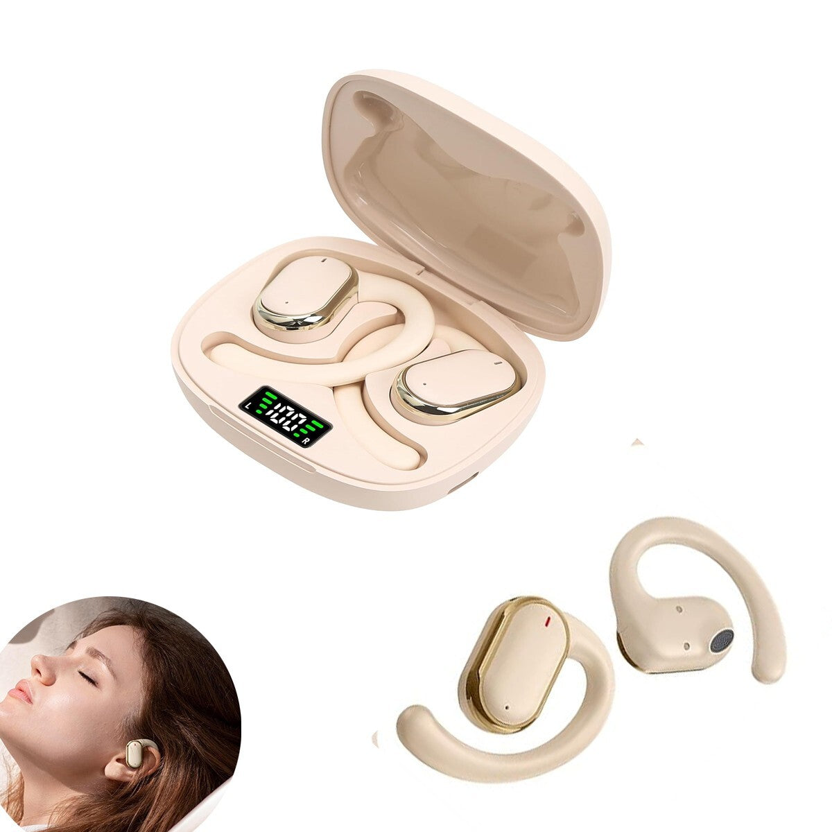 CUFFIE AURICOLARI BLUETOOTH 5.3 TWS OVER EAR CONDUZIONE OSSEA SMATPHONE AS-06534
