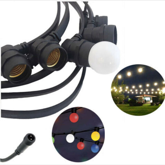 GUIRLANDE LUMINEUSE 10M ET 10 DOUILLES E27 NOIRE EXTENSIBLE IP44 INTÉRIEUR EXTÉRIEUR