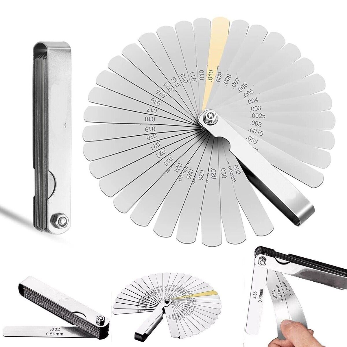 SPESSIMETRO VALVOLE DI PRECISIONE 32 LAME DI SPESSIMETRO IN ACCIAIO DA 0.04-0.88