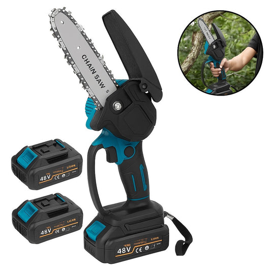 MINI MOTOSEGA 6" PORTATILE RICARICABILE A BATTERIA 48V POTATURA LEGNO SEGA 3568