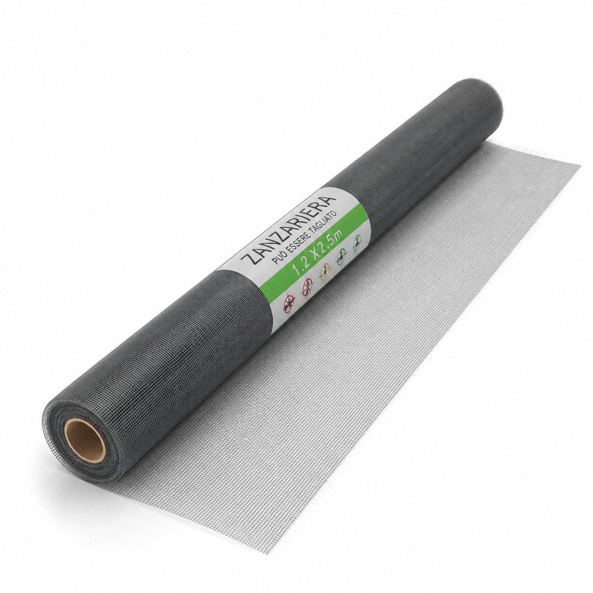 ROTOLO ZANZARIERA FIBRA VETRO GRIGIA RETE TAGLIABILE FINESTRA PORTA 1,2X2,5M