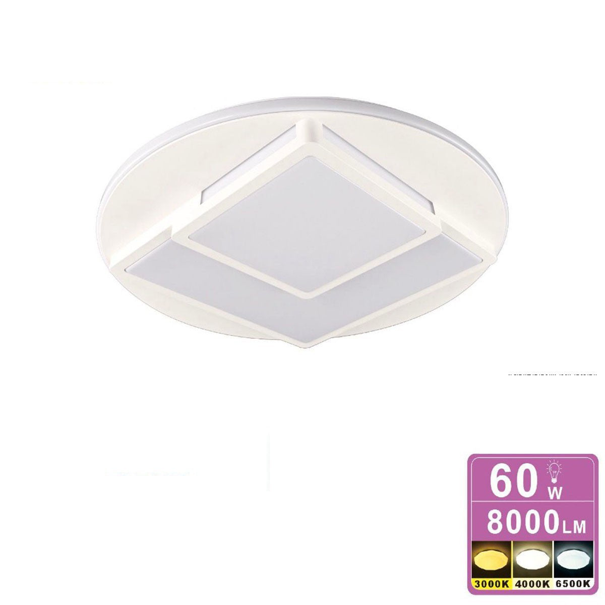 PLAFONIERA LED 60W 3CCT 3000K 4000K 6500K 8000LM DESIGN GEOMETRICO 50CM ET-31642