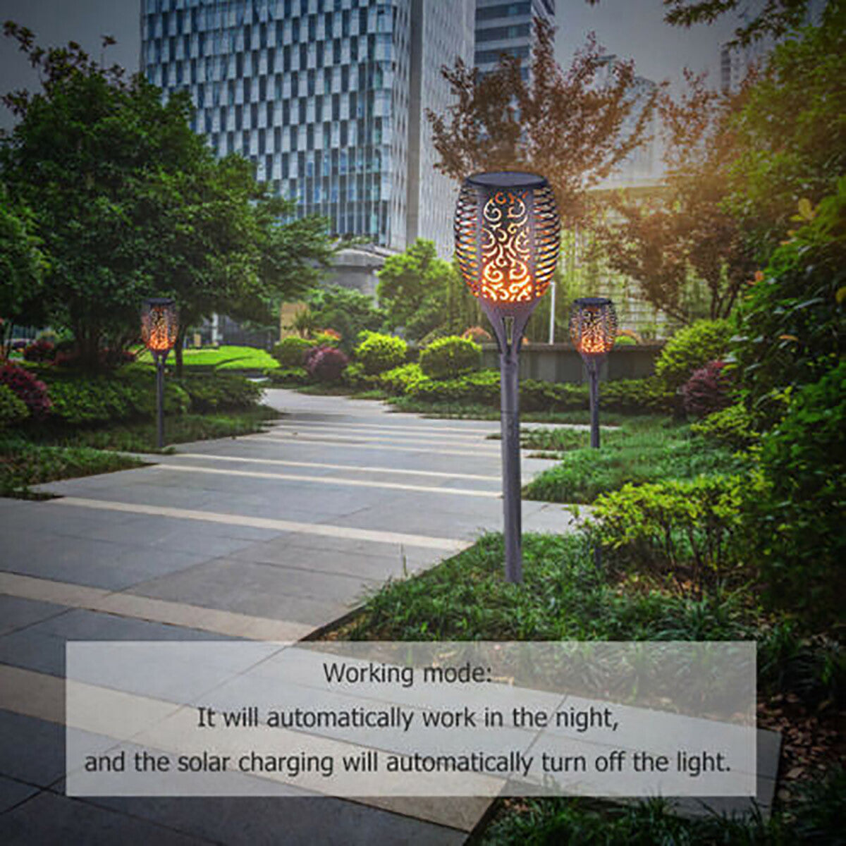 LAMPIONCINO SOLARE LED FIAMMA FIACCOLA LAMPADA ESTERNO GIARDINO PICCHETTO