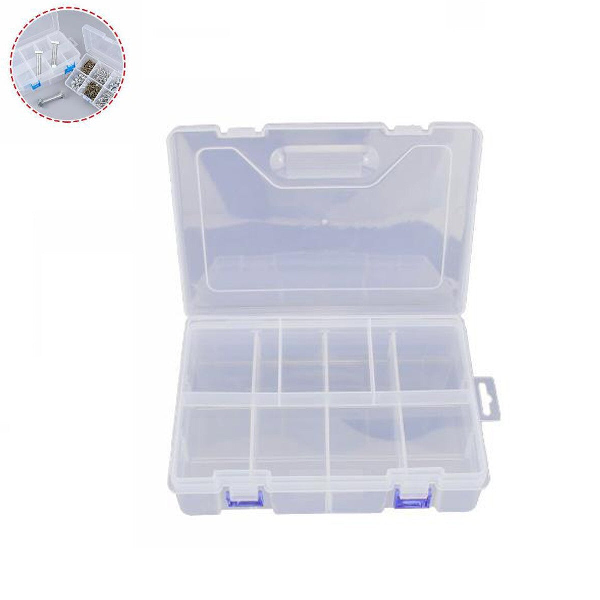 BOÎTE EN PLASTIQUE CONTENANT BIJOUX PERLES OUTILS VIS COMPARTIMENTS MULTIPLES 68519