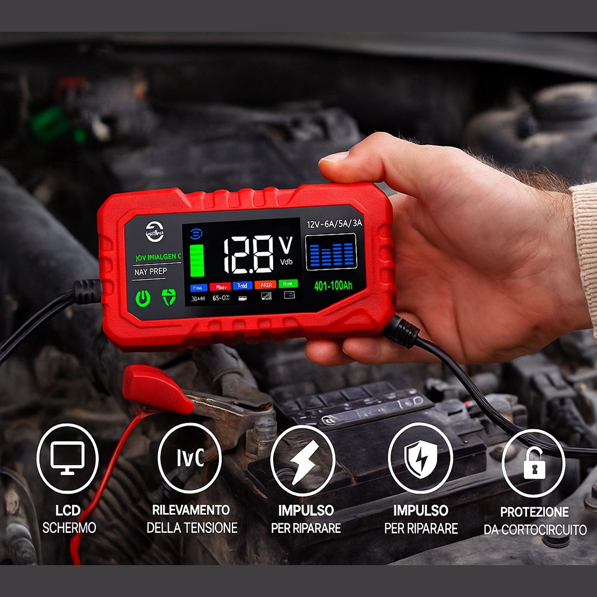 CHARGEUR INTELLIGENT 12V 6A 5A 3A LCD VOITURE MOTO RÉPARE BATTERIES
