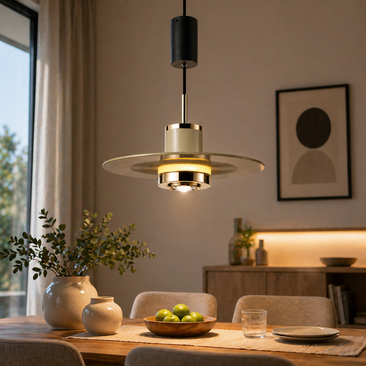 LAMPADARIO LED SOSPENSIONE MODERNO ROSSO E ORO DESIGN MINIMAL DIMMERABILE LP025