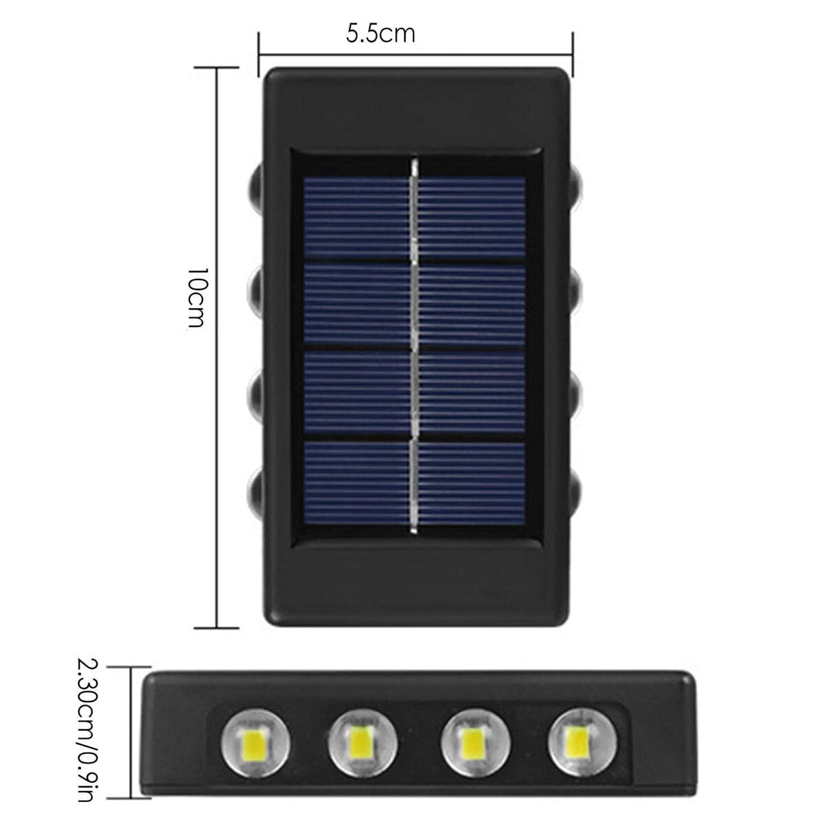 APPLIQUE LAMPE SOLAIRE 8 LED MUR MURAL IP65 BIDIRECTIONNEL JARDIN TE-B0568
