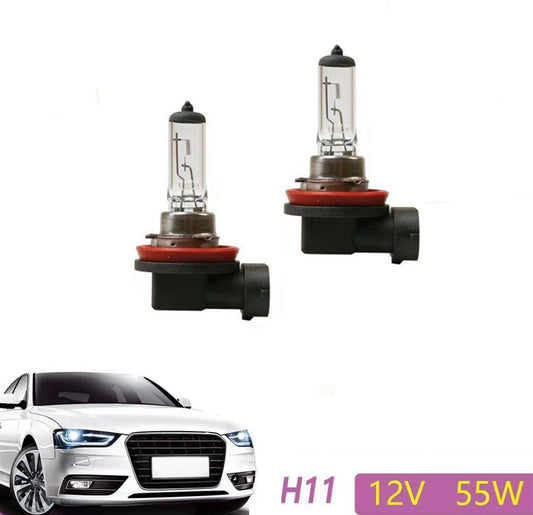 PAIRE PHARES AMPOULES HALOGÈNES VOITURE CULOT H11 BLANC CHAUD 3000K 55W 12V 03726