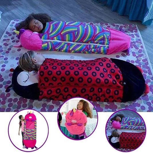 SACCO A PELO BAMBINI CARTONI UNICORNO CUSCINO MORBIDO PIEGHEVOLE FUCSIA